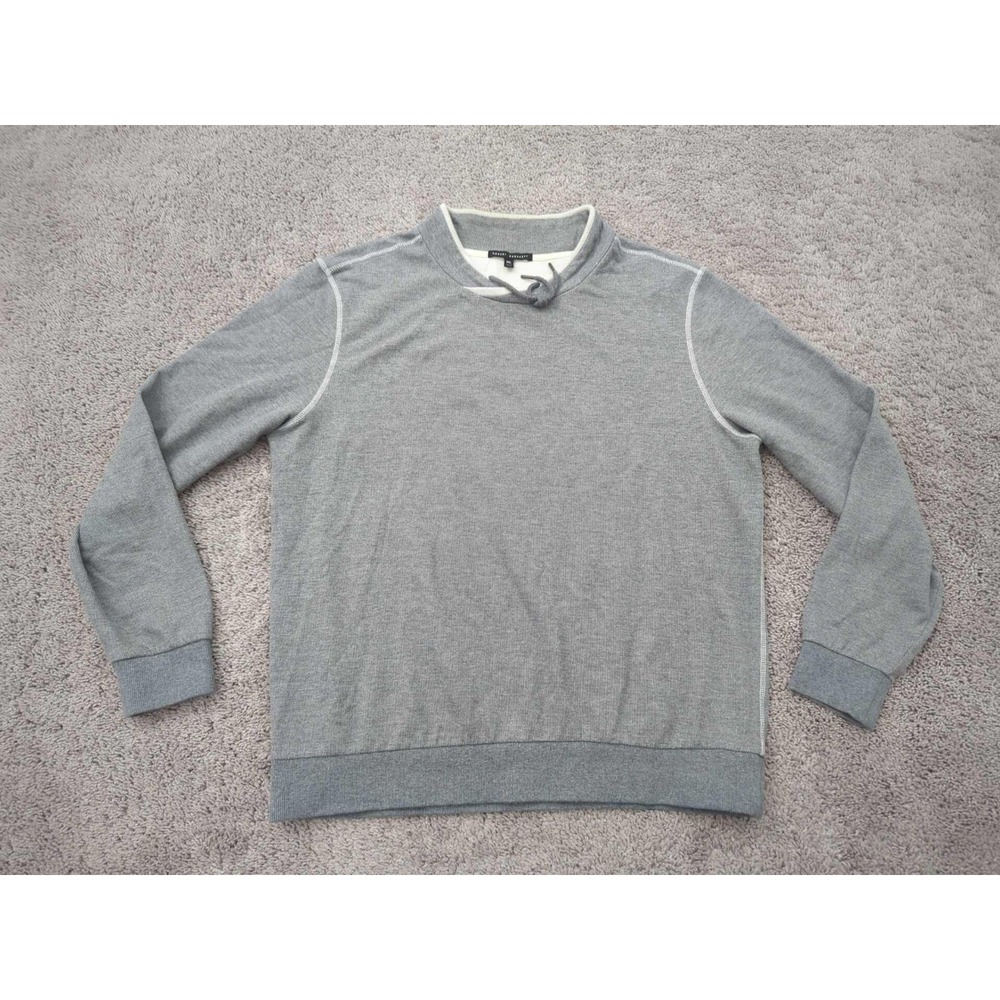 Robert Barakett Sweater Mens XXL Gray Pullover Long Sleeve Drawstring Mesh Lined